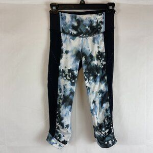 Lululemon Cropped Leggings 2 Black Blue White Zipper Pocket